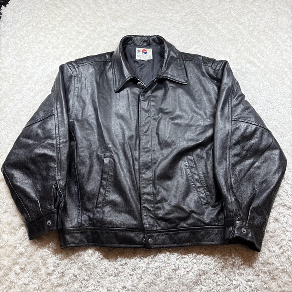 Vintage Pepsi Leather Jacket Mens XL Promo Nothing Else Is A Pepsi 90s Y2K Black